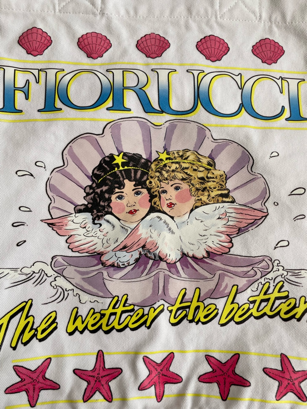 Fiorucci Angels Canvas Tote Bag White Graphic Shopper Large - Picture 3 of 9